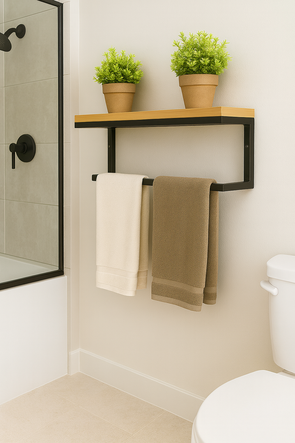 Wall Shelf with Towel Bar