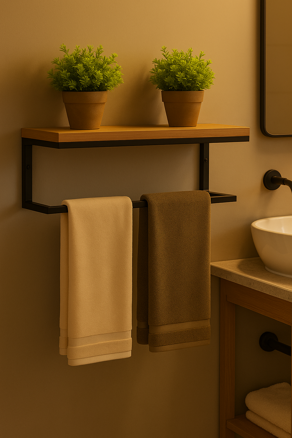 Wall Shelf with Towel Bar