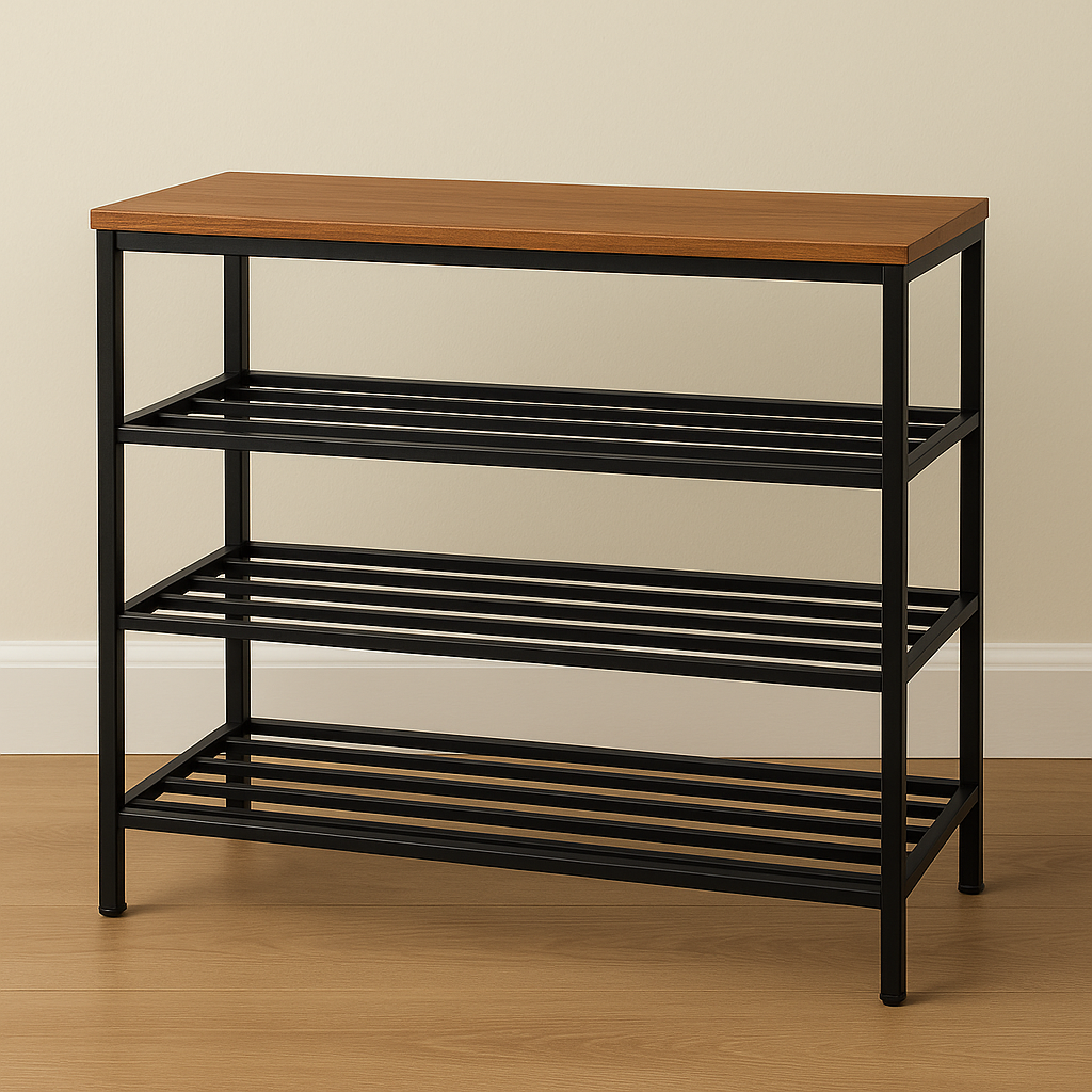 Shoe Rack with Wooden Top
